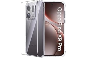 FDHYFGDY Funda para OPPO Find X9 Pro Fundas+1x Protector Pantalla, Carcasa Protectora Funda de Silicona Transparente a Prueba de Golpes, Funda Transparente Delgada y Suave de TPU
