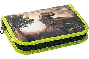 ‎EBERHARD FABER Eberhard Faber 577559 - Federmäppchen Dino, mit 42 Schreibutensilien, Schüleretui befüllt, Dinosaurier