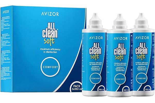 Avizor All Clean Soft Liquide pour Lentilles de Contact Solution Unique pour Nettoyage/Désinfection, 3 x 350 ml