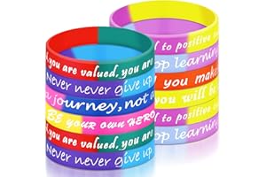 Kasyat 32 Stück Inspirierende Gummi Armbänder Motivierende Zitat Silikon Armbänder Farbige Inspirierende Elastische Armbänder Verschiedene Unisex Handgelenk Bänder für Studenten Erwachsene Party