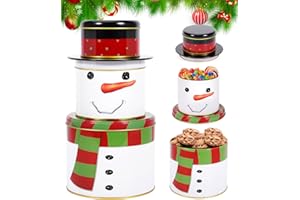 MZJAUVF 3PCS Biscottiera Natalizia, 3 in 1 Scatole Latta Natale, Barattolo Biscotti Natalizie, Scatole di Biscotti di Natale, Portabiscotti Natalizio con Coperchio per Biscottis, Caramelle