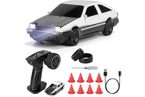 JONRRYIN Drift Auto, 1:43 Frngesteuert Drift Auto, 4WD Tabletop Mini Drift RC Car, Ferngesteuertes Auto mit LED Leuchten, 15 km/h, Spielzeugauto für Kinder ab 14 Jahre (Standard)
