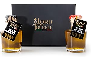 Lord Truffle | Coffret cadeau de luxe : 1 huile à la truffe blanche italienne 100 ml et 1 huile d'olive extra vierge italienne à la truffe noire 100 ml, haute qualité 100 % italienne