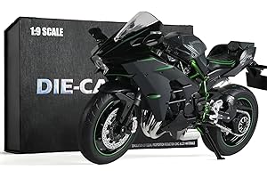 Risopen 1:9 Modello di moto compatibile per Kawasaki Ninja H2R Lega Diecast Moto Modello Giocattoli Road Version Mini Moto Regalo (nero)