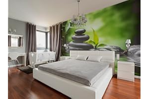 OEDIM Fotomural Vinilo Pared Zen Piedras Bambú 150x100cm | Fotomural para paredes | Vinilo Decorativo | Varias Medidas | Decoración comedores, salones, habitaciones...