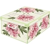Lavatelli Cardboard Storage Boxes and Lid Peonies 32x42x17.5cm Clothes | Storage box with cardboard lid and handles, 1 box of