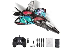 Remote Controlled Airplane RC 0712 2.4GHz Quadcopter Fighter Toy Plane with LED Lights, USB Charging – RTF for Kids, Adults & Beginners (80m Range) (Assorted)