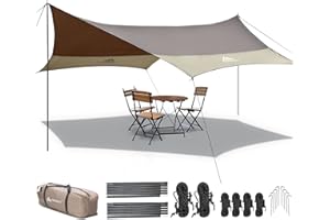 Forceatt Toldo de Refugio Impermeable, 3.7 * 4.3m Hamaca Tienda Tarp con 6 Puntos de Sujeción se Puede Usar con Carpa y Hamaca en Campamentos, Caminatas, Mochileros y Jardín.