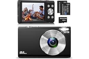 STUOGYUM Digital Camera, Autofocus Compact Camera with 32G SD Card HD 2.7K 48MP with 2.8" Large Screen, 16X Digital Zoom, Portable Mini Camera for Photography, Vlogging Camera for Kids,Adult,Beginners