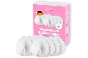 Livella | Waschbare Stilleinlagen (8 Stück) mit saugstarkem Kern aus natürlichen Bambusfasern/wiederverwendbar/inkl. Wäschenetz (Weiß)