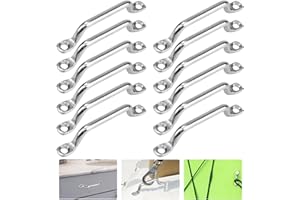 BUZIFU 12 Pezzi Kayak Deck Loops Barca Top Pad Eye Strap Cinghie a Occhiello in Acciaio Inox Occhiello Pad per Kayak Canoa Deck Loops Kayak Pad Eye per Barca Marina Kayak Canoa Rigging, 6mm