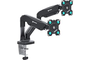 ONKRON Supporto Monitor Doppio Nero da 13 a 32 pollici - Staffa Monitor Scrivania con Carico Totale 16 kg - Porta Schermo PC da Scrivania max VESA 100x100 - Base Doppio Schermo PC Inclinabile G160-B