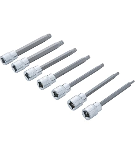 Prese spline extra lunghe per azionamento 3/8 7 pz M4 Prese spline extra lunghe per azionamento 3/8 7 pz M4