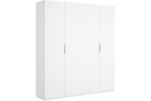 DEKIT GRUPO RIMOBEL Essen Armario 4 Puertas batientes con dos barras de colgar - Blanco Brillo - 180x204x52 cm