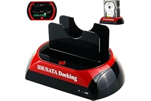Retoo Festplatten Docking Station USB 2.0, Dockingstation für SATA IDE 2,5 Zoll & 3,5 Zoll HDD SSD SATA, Dualschacht, Offline Klon, Klonfunktion Konverter Adapter, Festplatten-Dockingstation