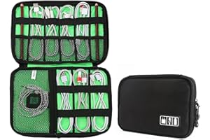 CRSUSUKJ Bolsa Cables de Viaje Organizador Accesorios para Tableta,Bolsa organizadora de Accesorios electrónicos,Bolsa Universal para Cables,para Cables, iPad, Cargador, Palos USB, Banco de energía. (Negro)