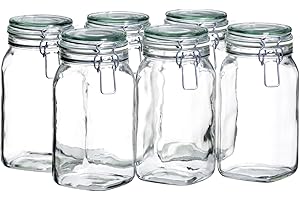 ‎MÄSER MÄSER 925341 Gothika, Einmachgläser 1,45 l, 6er Set, made in Germany, Vorratsgläser mit Deckel und Drahtbügel zum luftdichten Aufbewahren, Einkochen und Einlegen, Glas, transparent