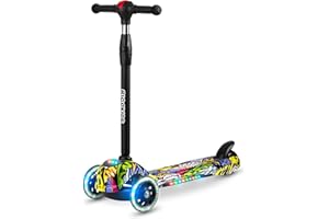 ‎RICOKIDS Hulajnoga trójkołowa Ricokids Piko - czarna w kolorowe wzory