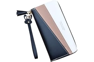 YEESUN Yixuan Ladies PU Leather Long Wallet - Card Holder Organiser With Zipper Pocket, Coin Purse, Phone Compartment, Wristlet Clutch, Tassel and Pendant (Black2)