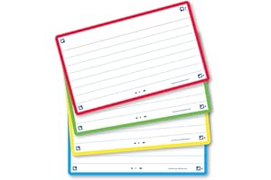 OXFORD Flash 2.0 Lot de 80 Fiches Flash Cards Format 7, 5 x 12, 5cm Ligne Recto/Verso - Cadre Couleurs Assorties - Fiches Bristol