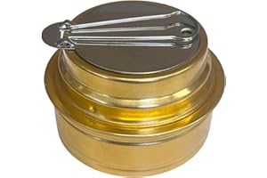 ‎BURI Buri Spiritusbrenner kompakter Alkoholbrenner Spiritus Kocher Dose H 52 x Ø 74 mm auslaufsicher mit Gummidichtung Zubehör für Campingkocher Sturmkocher