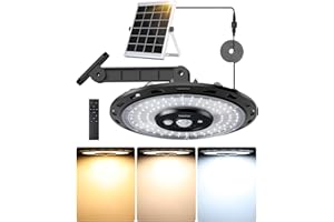 FabStyl Lampe Solaire Interieur Extérieur 3000LM, 5 Modes Détecteur de Mouvement, 3 Températures de Couleur Lumiere Solaire Exterieur 4000mAh Batterie Pour Chemin Jardin Pergola Garage