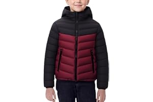 Adigau Manteau d'Hiver Garçon Fille Enfant Veste à Capuche Matelassé Blouson Chaud Coupe-vent Doudoune Légère Confortable 7-16 Ans