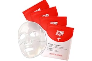 Pack de 4 Masques Bio-Collagène My SOS Beauty - 4 x 40g Masques Hydrogel Visage Glass Skin au Collagène Marin & Acide Hyaluronique Hautement Concentrés - Hydratation Intense, Resserre les pores
