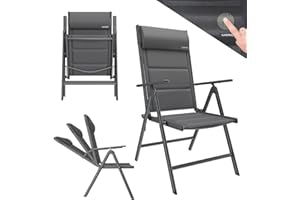 ‎GARMIO GARMIO® Gartenstuhl Florenz Anthrazitgrau, 7-Fach verstellbar, klappbar, inkl. höhenverstellbares Nackenkissen, für Terrasse oder Garten