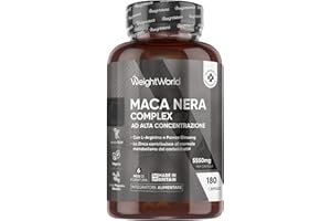WEIGHTWORLD Maca Peruviana, 180 Capsule Vegane, 1 al Giorno (6 Mesi), Estratto 100:1, Maca Nera Complex con L Arginina, Zinco come Zinco Citrato, Panax Ginseng, Pepe Nero, Senza Magnesio Stearato, Senza Glutine