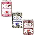 Online Quality Store Organic Hibiscus Flower Tea, Butterfly Pea Flower Tea, Rose Flower Tea Combo- 300g(100g x 3 Pack)|Caffeine Free Herbal Tea|Premium Hibiscus Tea|Blue Pea Tea|Rose Tea|Reduce Stress