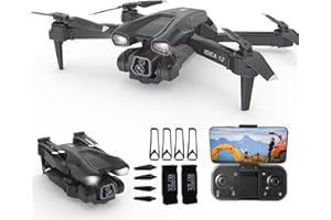 ‎MORLYRCTOOY IDEA12 Drohne mit Kamera HD 2 Kameras Drohnen für Kinder 135° Elektrisch Einstellbar RC FPV WIFI Faltbar Quadcopter Spielzeug Flugzeuge Geschenke 360° Flips Schwerkraft Kontrolle Höhe halten 2 Akkus