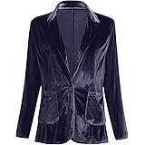 FYMNSI Giacca da donna in velluto, a maniche lunghe, con colletto a risvolto, con bottoni, per autunno e primavera, elegante,