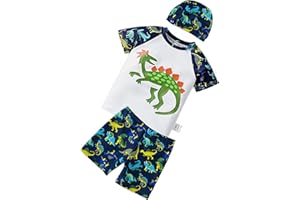 TODREMOU UV Shirt & Badehose Kinder Jungen 2-10 Jahre - UV Badeset Junge Badeshirt Schwimmshirt Badeshorts UV-Schutz UPF 50+