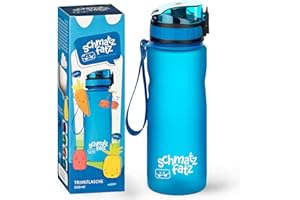 ‎SCHMATZFATZ schmatzfatz Trinkflasche Kinder Auslaufsicher 0,5L, Sport Trinkflasche Schule zum Wandern & Fitnessstudio, Geschmacksneutrale Wasserflasche 500ml, Trinkflasche mit Fruchteinsatz, BPA-Frei