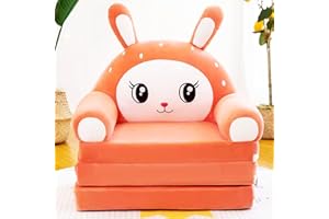 ALSWIG Three Layers of Folding Kids Sofa/Children Sofa/Lazy Sofa/Armchair Flip Open Plush Foldable Mini Sofa Softtoy Cute Cartoon Design Baby Seat Couch (Not Cover!with Liner Filler) (red Rabbit)