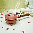 Heaven Decor Incense Burner, Loban Burner with Handle, Dhoop Dhuni Burner Sambrani Dhoop Burner for Home Office Temple Prayer Butler