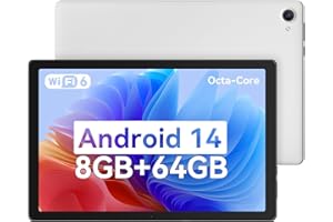 Freeski 10 Inch Tablet Android 14, 8GB RAM 64GB ROM 1TB TF, Octa-Core 2.0GHz Processor, 5G+2.4G WiFi 6, 8+5MP Dual Camera, 5000mAh Battery, Bluetooth 5.0, Newest Tablets with Widevine L1 White