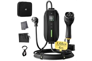 dé Chargeur Voiture Electrique 3,68kW [6m, 6/8/10/13/16A] Cable Type 2 Recharge avec Affichage Numérique Contrôlable Compatible avec 3008/508, C5X, DS7, GLA, Q3, X3, Zoe et Autres PHEV/EV