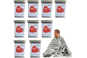 BaiJ Couvertures de Survie,9 Pièces Retient 90% de la Chaleur Couverture de Secours Imperméable Coupe-Vent Parfait pour Le Ski Marathon Randonnée Camping Trousse de Secours Kit de Survie Argent
