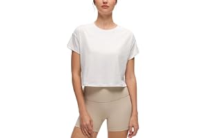 CRZ YOGA Pima Cotton Rundringad Kort T-shirt | Träning, naturligt mjuka, avslappnad passform, kortärmade toppar för kvinnor