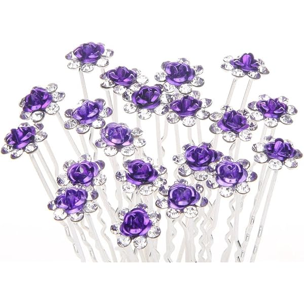 20-teiliges Set Haarstifte Mit Diamanten & Perlen – Für Hochzeit, Party & Abschlussball, Lila, Ca. 7 Cm Lang