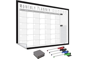 THE MAGNET SHOP WallTAC A2 Monthly Wall Planner Sticker with Whiteboard Pens | Made in The UK | Easy-to-Remove Dry Wipe Calendar with Reusable Adhesive | Meal Planner or to Do List for Home and Office