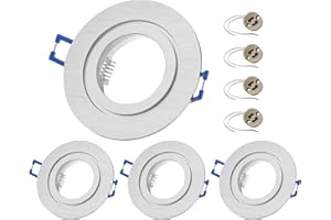 Sweet Led 4x Cornice da incasso incl. portalampada GU10 - faretti da incasso IP44 per il bagno, faretti LED da incasso rotondi in alluminio - Ø 84mm, argento