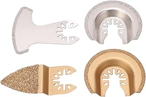 4 szt. Zestawy Brzeszczotów Oscylacyjnych Multitool Uniwersalne Brzeszczoty do pił z Węglików Spiekanych Semi Circle Finger Segment Swing Grit do Fugowania Ceramika Murarska