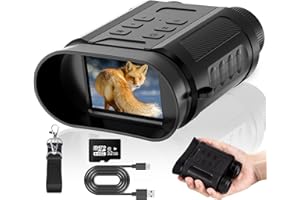 CamZeste Jumelle Vision Nocturne 4K 48MP, Jumelles Infrarouges avec 7 Niveaux, Zoom Numérique 8X avec 2,4" TFT LCD, Batterie Rechargeable 2500mAh avec Carte 32GB, pour Observation des Animaux