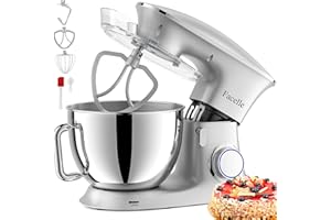 Impastatrice Planetaria 2000W 8,5L Robot da Cucina Facelle Mixer Cucina Basso Rumore Multifunzione Impastatrice Professionale con Ganci Impastatore 6 Velocità, lavabile in lavastoviglie