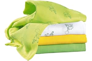 ‎BORNINO BORNINO Mullwindeln, 4er Set, Schnuffeltuch für Babys, Elefanten-Motiv, 80x80 cm, Baumwolle