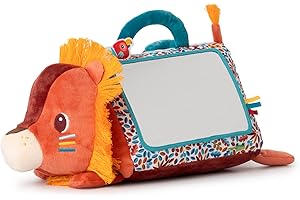 LILLIPUTIENS - Specchio attività per Bambini - Cubo Safari in Morbido Tessuto - Triangolo multiattività - Giocattoli per Lo Sviluppo del Bambino - da 3 Mesi - 34 cm - 83562