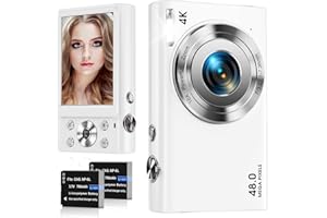 STUOGYUM Cámara digital, cámara compacta de enfoque automático 4K HD 48MP con pantalla grande de 2.8 pulgadas, zoom digital 16X, mini cámara portátil para fotografía, cámara de vlogging de Youtube para niños,